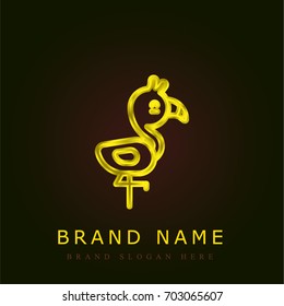 Flamingo golden metallic logo