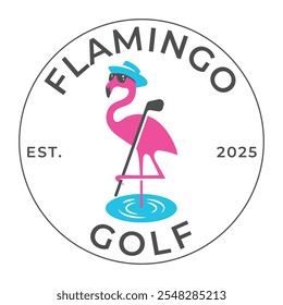 Flamingo Golf Emblem Vector Image