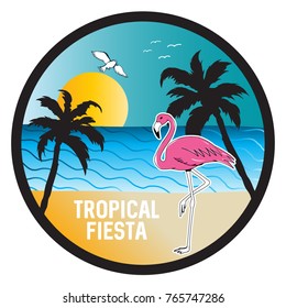 flamingo graphic and tropical fiesta for tee print