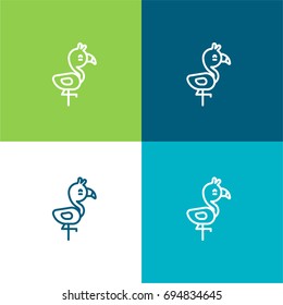 Flamingo green and blue material color minimal icon or logo design