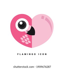 Flamingo heart icon isolated on white background illustration vector, Design for valentine day.