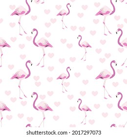 Flamingo and Heart Pattern Design