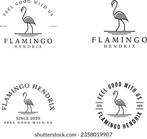 Flamingo Hendrix vintage logo, Flamingo hand drawn logo