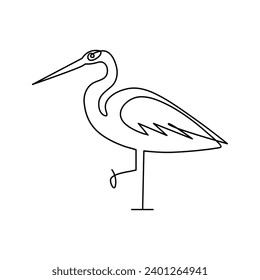 Flamingo and heron bird continuous one line art outline simple vector drawing and illustration