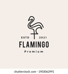 flamingo hipster vintage logo vector icon illustration