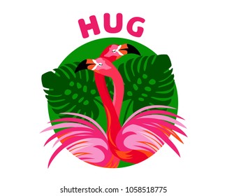 Flamingo Hug Illustration