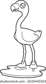 Flamingo Ice skating Ice skates Animal Vector Graphic Art Illustration