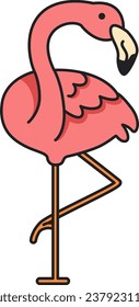 Flamingo icon in doodle style. Vector illustration.