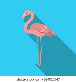 Flamingo icon in flate style isolated on white background. Bird symbol stock vector illustration.