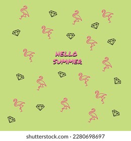 Ilustración del icono Flamingo con el signo Hola verano