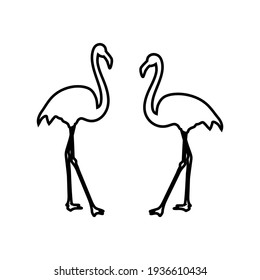 Flamingo icon isolated on white background. Thin line customizable illustration. Template for printing on fabric, postcards, decor design. Vector graphics.