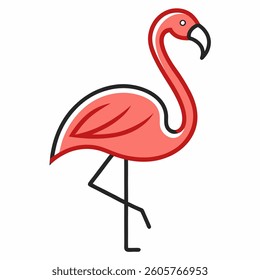 flamingo icon line art vector  on white background