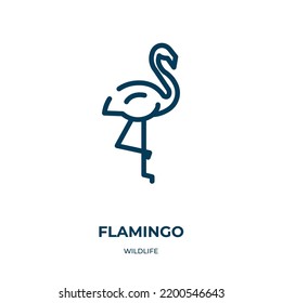 Flamingo icon. Linear vector illustration from wildlife collection. Outline flamingo icon vector. Thin line symbol for use on web and mobile apps, logo, print media.