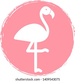 Flamingo icon on circle background. Vector illustration. 