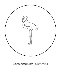 Flamingo icon in outline style isolated on white background. Bird symbol stock vector illustration.