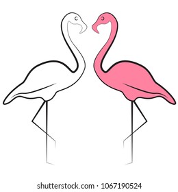 Flamingo icon set. Line art