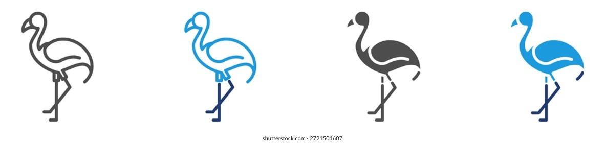 ícone flamingo definido com vários estilos