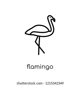 Flamingo icon. Trendy modern flat linear vector Flamingo icon on white background from thin line animals collection, editable outline stroke vector illustration