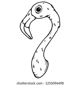 Flamingo icon. Vector illustration of a flamingo head. Hand drawn cartoon flamingo.