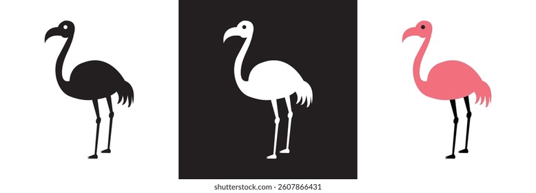 Flamingo icon. Vector illustration. isolated on white and black background. EPS 10