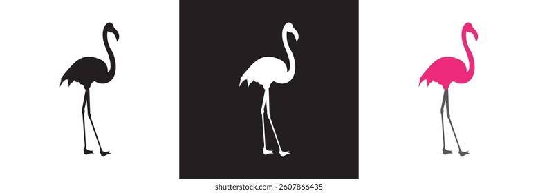 Flamingo icon. Vector illustration. isolated on white and black background. EPS 10
