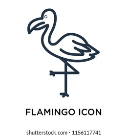 Flamingo icon vector isolated on white background, Flamingo transparent sign , thin pictogram or outline symbol design in linear style