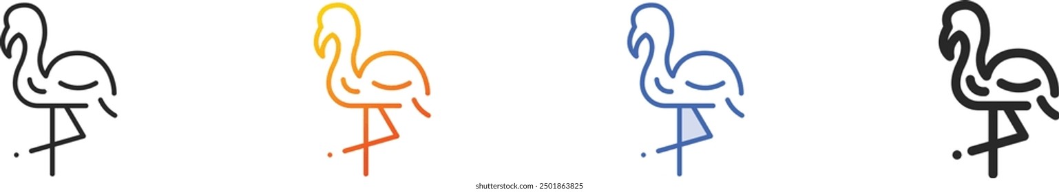 flamingo icon.Thin Linear, Gradient, Blue Stroke and bold Style Design Isolated On White Background