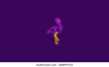 Flamingo illustration with glowing style best for background, wallpaper, logo and more