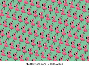 Flamingo illustration vector, background, pattern, fabric texture