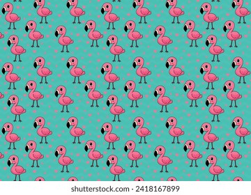 Flamingo illustration vector, background, pattern, fabric texture