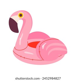 Flamingo inflatable float rubber ring isolated on white. Vector cartoon flat illustration. Summer icon.