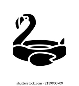 flamingo inflatable mattress glyph icon vector. flamingo inflatable mattress sign. isolated contour symbol black illustration