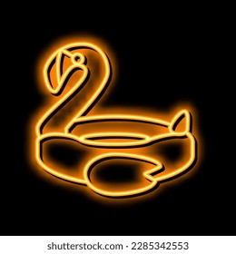 flamingo inflatable mattress neon light sign vector. flamingo inflatable mattress illustration