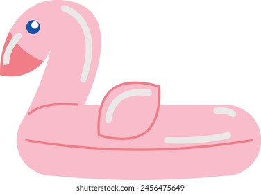 Flamingo inflatable pool float isolated on white background flat illustration