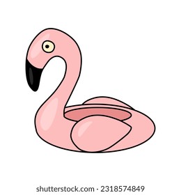 Flamingo inflatable ring for swimming pool or beach, vector