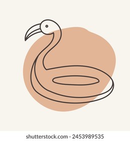 Anillo de piscina de goma inflable Flamingo. Icono de contorno de Vector dibujado a mano.