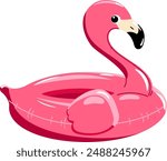 Flamingo, inflatable toy animal. Flat style, vector