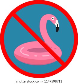 flamingo inflatables icon isolated vector illustration Swimming is prohibited