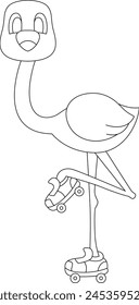 Flamingo Inline skating Roller skates Animal Vector Graphic Art Illustration