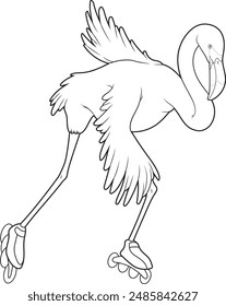 Flamingo Inline skating Roller skates Animal Vector Graphic Art Illustration