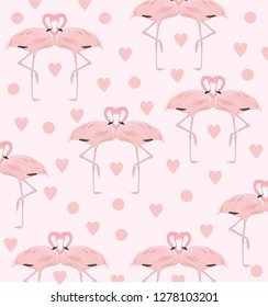 Flamingo inlove seamless pattern vector illustration. Used for wallpaper, walls, cards, gift paper, textiles, in the interior