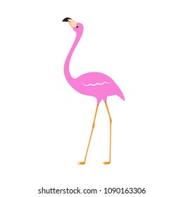 Flamingo isolated on white background. Flat icon for web site,poster,placard, backdrop and wallpaper. Creative art concept, vector illustration, eps 10
