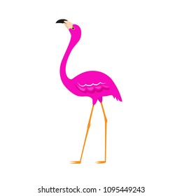 Flamingo isolated on white background. Flat icon for web site,poster,placard, backdrop and wallpaper. Creative art concept, vector illustration, eps 10