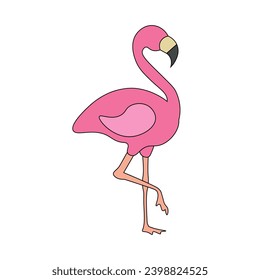 Flamingo aislado de fondo blanco. Ilustración vectorial, adecuada para libros infantiles