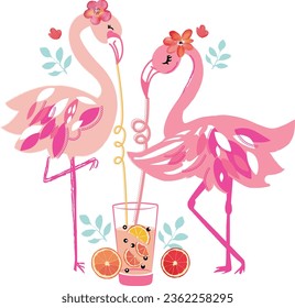 flamingo juice fresh cute fruit girl