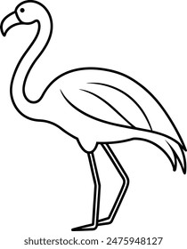  Flamingo for kids coloring page vector illustration