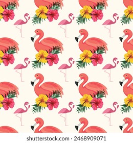 Flamingo Life Seamless Vector Pattern Design 02