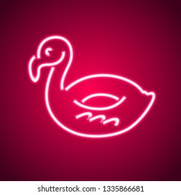 Flamingo lifebuoy neon sign. Neon sign, bright signboard, light banner