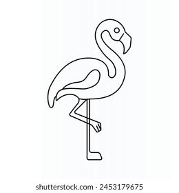 flamingo as line art drawing on white continuous design.