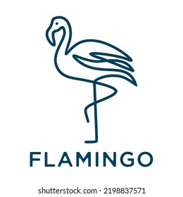 Flamingo Line Art Logo Design